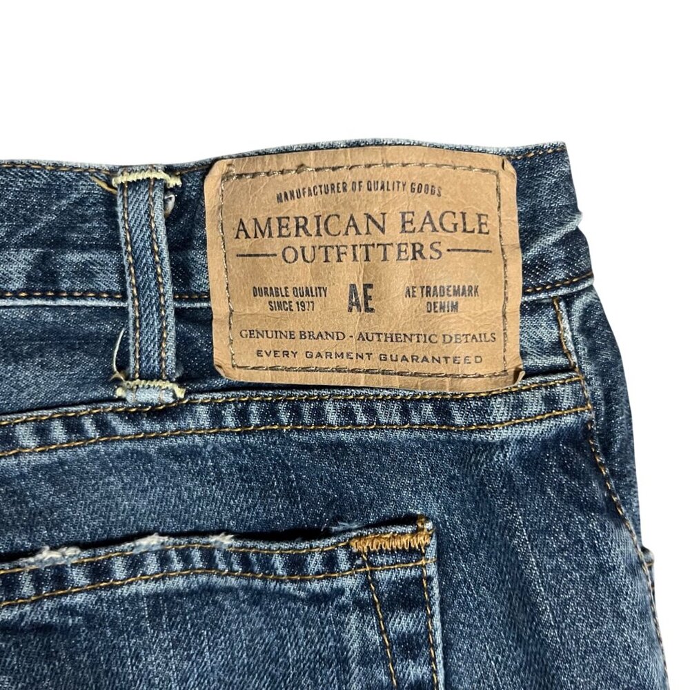 American Eagle Mens Jeans 29x30 Used Unhemmed Raw Edge 100% Cotton - Picture 15 of 16